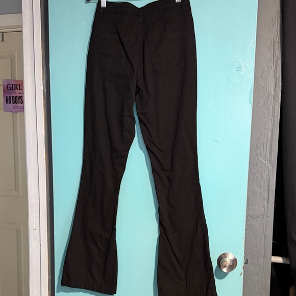 Hot Topic Black & Red Plaid Razor Zipper Flare Jeans - Picture 6 of 6